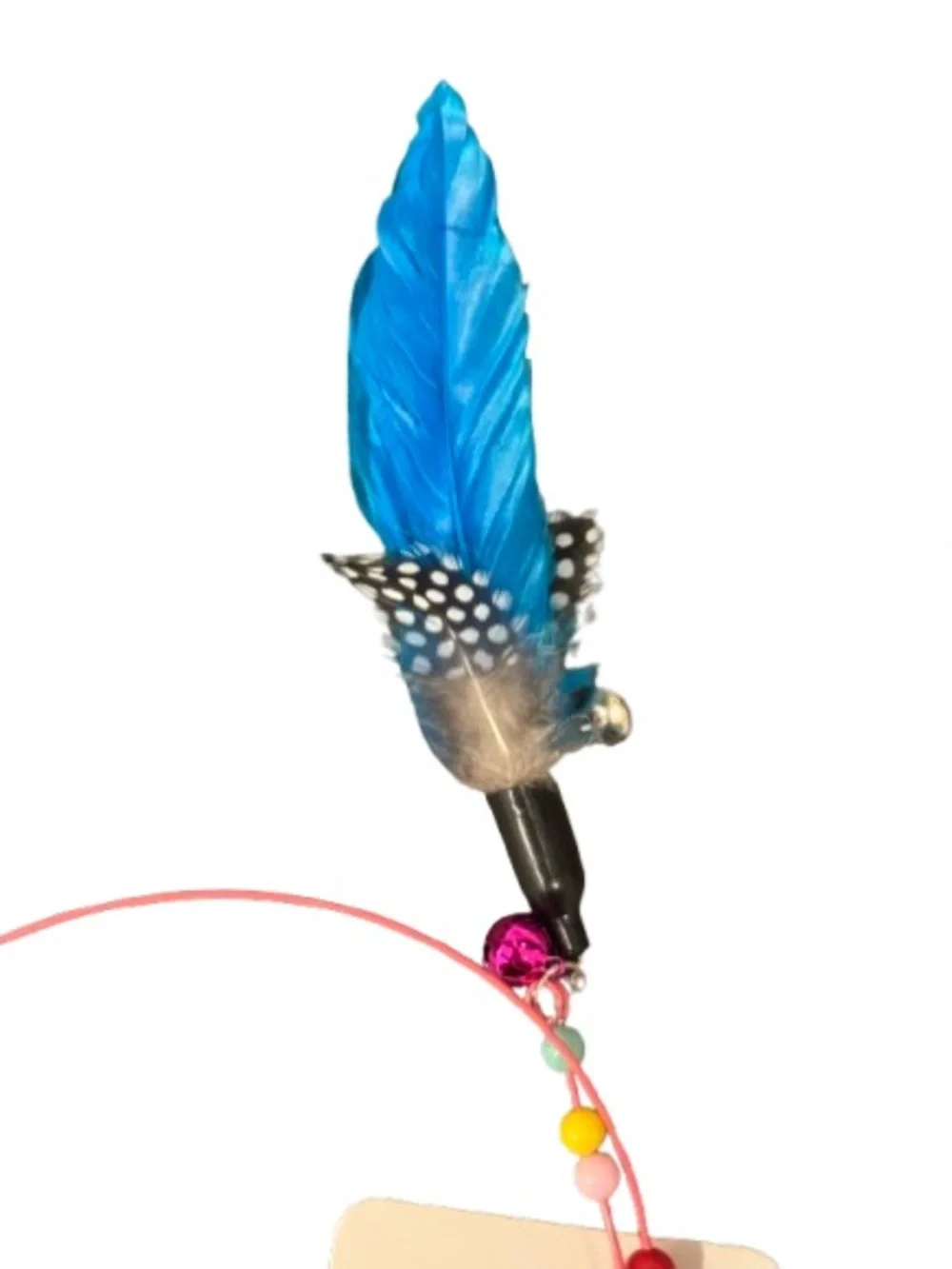 Pink Wand Cat Teaser with Blue Feather
